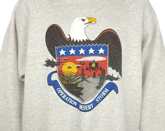 Operation Desert Storm Sweatshirt Vintage 90s Bald Eagle Made In USA Mens Size Large