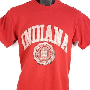 Indiana Hoosiers T Shirt Vintage 80s NCAA Champion Brand 50/50 Made In USA Mens Size Small