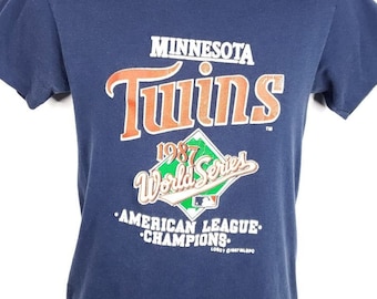 Minnesota Twins T Shirt Vintage 80s 1987 World Series Champions 50/50 Made In USA Mens Size Medium