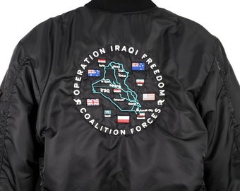 &quot;- &quot;&quot;Irakische Freiheit&quot;&quot; MA 1 Bomber Fliegerjacke Vintage 90er Jahre US Armee-Luftwaffe USAF Fliegerjacke Herren Size Small&quot;