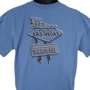 Vintage Old Guys Rule T Shirt Mens Size Large Blue Y2K Las Vegas Destination