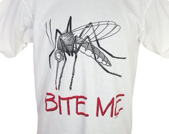 Bite Me T Shirt Vintage 90s Mosquito Laramie Wyoming Made In USA Mens Size Small