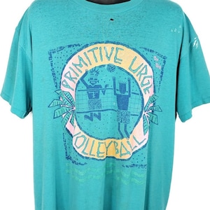 Primitive Urge Playa Voleibol Camiseta Vintage 80s Surfer 50/50 Hecho en USA Hombres Tamaño XL
