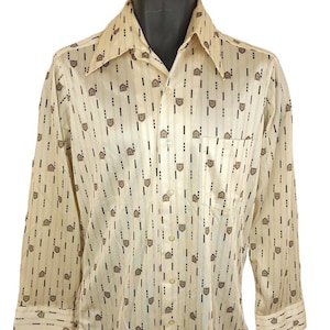 KMart Disco Shirt Vintage 70s All Over Print Geometric Saturday Night Fever Mens Size Medium