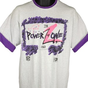 NFL Power Of Zone T Shirt Vintage 90s Communications Roll Sleeves Made In USA Mens Size XL