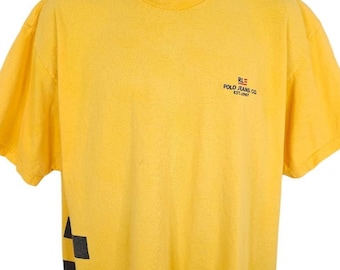 Camiseta vintage de Polo Jeans Company para hombre, talla XL, amarilla, años 90, Y2K, Ralph Lauren, talla grande