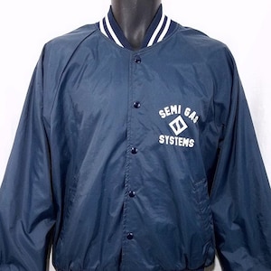 Semi Gas Systems Satin Bomber Jacket Vintage 80s Made In USA Mens Size Large