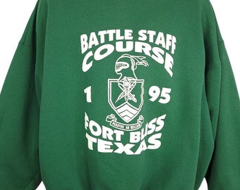 Battle Staff Fort Bliss Texas Sweatshirt Vintage 90s United States Army Military Made In USA Mens Size 2XL