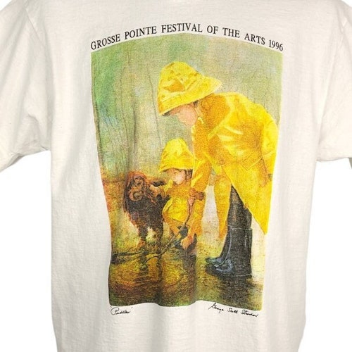 Grosse Pointe T Shirt Vintage 90s 1996 Festival Of The buying Arts Puddles Made In USA Mens Size Medium