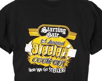 Vintage 90er Jahre Pittsburgh Steelers T-Shirt Schwarz Schwarz