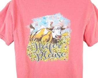 Cow T Shirt Mens Size Medium Vintage Y2K Heifer Please Funny Humor Joke