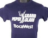 Pepsi Grand Slam T Shirt Vintage 80s Tennis Tournament Boca Raton West 50 50 Made In USA Mens Size Small