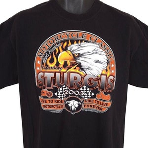Vintage Sturgis T Shirt Mens Size Large Black Y2K 2003 Black Hills Rally Bald Eagle