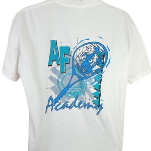 Air Force Academy Tennis T Shirt Vintage 90s Military School Made In USA Mens Size XL