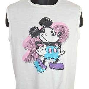 Mickey Mouse T Shirt Vintage 80s Walt Disney Sleeveless Made In USA Mens Size Medium