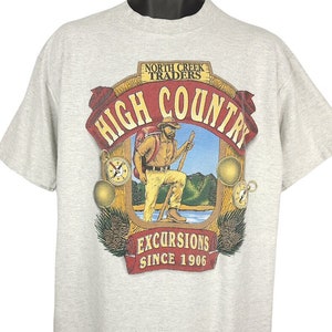 Hiking Excursions T Shirt Vintage 90s High Country Outdoors Made In USA Mens Size XL