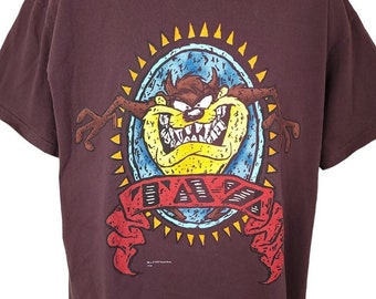 Taz Looney Tunes T Shirt Vintage 90s Warner Bros Mega Print Made