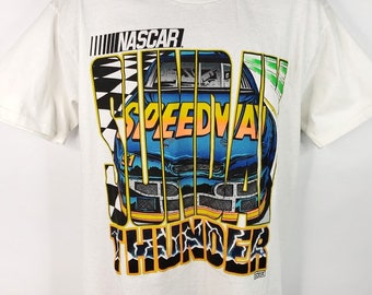 NASCAR Sunday Speedway T Shirt Vintage 90s Thunder Lightning Made In USA Mens Size XL Deadstock