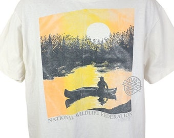 Canoeing T Shirt Vintage 90s National Wildlife Federation Nature Tee Mens Size XL