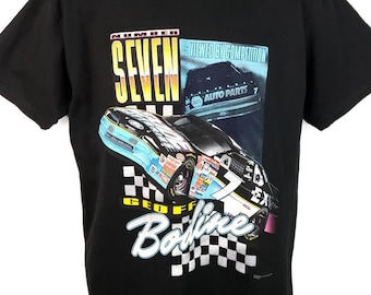 Geoff Bodine Racing T Shirt Vintage 90s NASCAR Exide Batteries Made In USA Mens Size XL Deadstock
