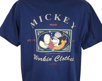 Mickey Mouse T Shirt Vintage 90s Workin Clothes Disney Store Tag Made In USA Mens Size Large NEW