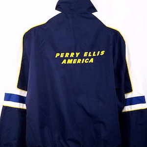 Perry Ellis America Windbreaker Jacket vintage 90s Spell Out Mens Taille Grande