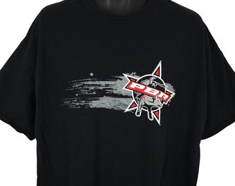 Vintage professionella tjurryttare T-shirt herrstorlek 2XL svart Y2K PBR Rodeo