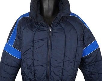 Vintage Roffe Ski Jacket Mens Size Medium Blue 80s Puffy Puffer Made In USA
