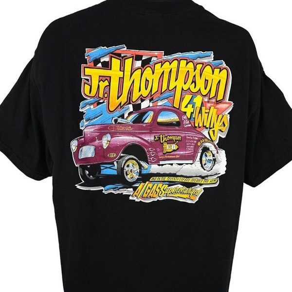 Vintage JR Thompson Racing T Shirt 90s 1941 Willys Coupe Gasser Chevy Drag Race