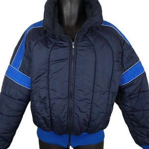 Vintage Roffe Ski Jacket Mens Size Medium Blue 80s Puffy Puffer Made In USA