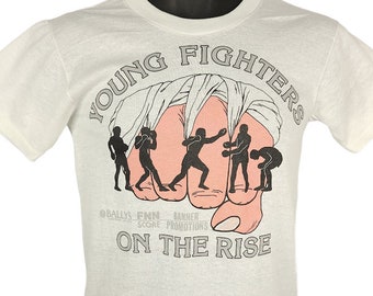 Young Fighters Ballys Boxing T Shirt Vintage 80s On The Rise 50/50 Made In USA Mens Size Small