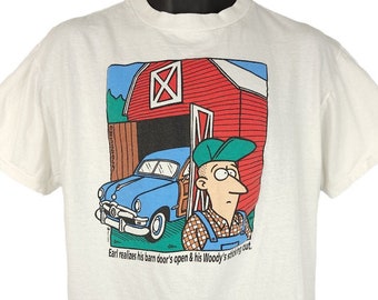 John Baynham Cartoon T Shirt Vintage 90s Woody Car Funny Joke Humor Mens Size Large