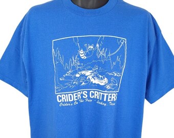 Criders Critters T Shirt Vintage 90s Raccoon Frog Armadillo Texas Made In USA Mens Size XL