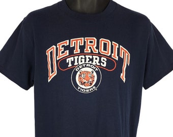 ABoutiqueForHim Detroit Tigers T Shirt Vintage 80s MLB Baseball Champion 50/50 Made in USA Mens Size Large