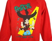 Popeye Olive Oyl Sweatshirt Vintage 80s Magician Levitation I Yam What I Yam Made In USA Mens Size Medium