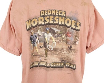 Vintage Redneck Horseshoes T Shirt Mens Size XL Y2K Funny Humor Joke