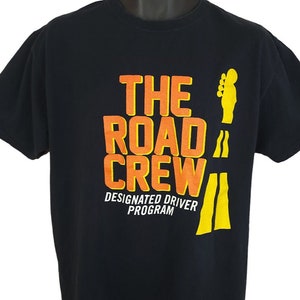 Road Crew T-shirt Vintage Y2K Designated Driver Program Roadie Herr Storlek Stor