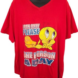 Vintage Tweety Bird camiseta mujer tamaño 2XL rojo Y2K hoy no es tu día