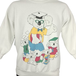 Australia Koala Sweatshirt Vintage 80s School Education Scholar Mens Size Small