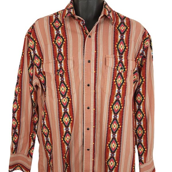 Mens Aztec Western Pearl Snap Shirt Etsy