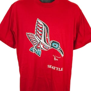 Raven Northwest Coast Art T Shirt Vintage 80s Seattle Made In USA Mens Size Large