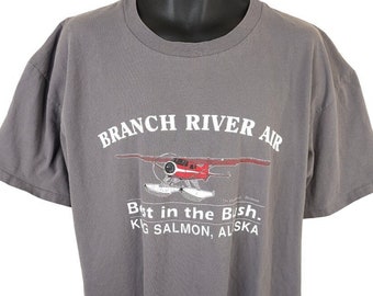 Alaska Floatplane T Shirt Mens Size 2XL Vintage 90s Branch River Air Made In USA Best In The Bush