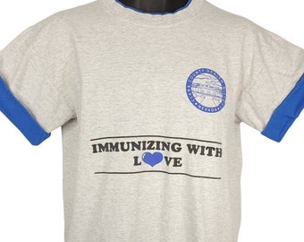 Immunizing With Love T Shirt Vintage 90s Nevada Clark County Health District Made In USA Mens Size Medium