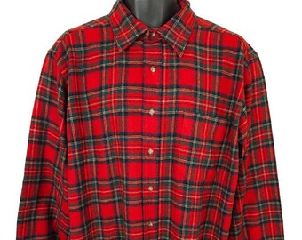 Pendleton Wool Shirt Vintage 60s Authentic Royal Stewart Tartan Christmas Made In USA Mens Size XL Long