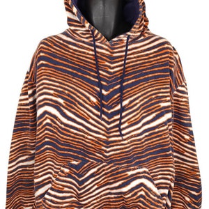 Vintage Zubaz Sweatshirt Hoodie Mens Size 2XL 90s Orange Blue Zebra Stripes image 1