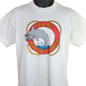 Texas Shark Patrol T Shirt Vintage 90s Shark Attack Made In USA Mens Size Medium