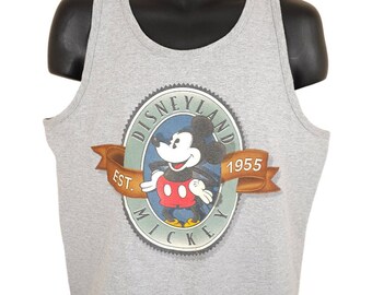 Vintage Mickey Mouse Tank Top Mens Size Large Gray Disneyland Made In USA