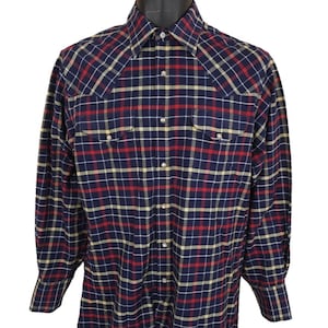 Vintage Ely Cattleman Western Shirt Herren Größe Medium Blue Cowboy Pearl Snap