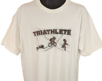 Dino Tri Triathlon T Shirt Vintage Y2K Swimming Running Cycling Race Mens Size XL
