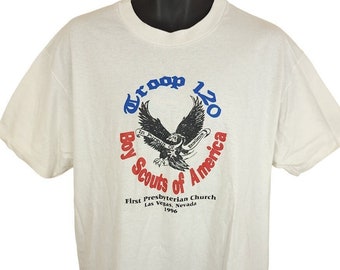 Scouternas T-shirt Vintage 90-tal 1996 Troop 120 Las Vegas Nevada Herrstorlek Stor